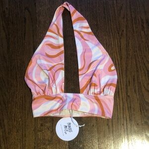 Princess Polly Tilda Top Pink Multi-Colored Satiny Halter Top